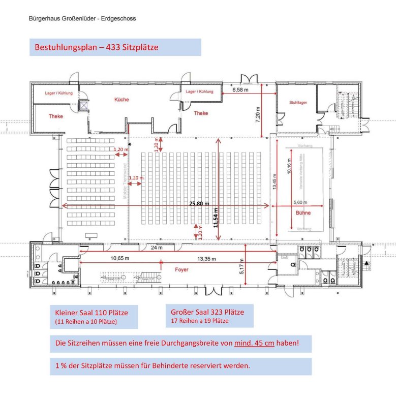 Lüderhaus Großenlüder - Bestuhlungsplan nur Stühle